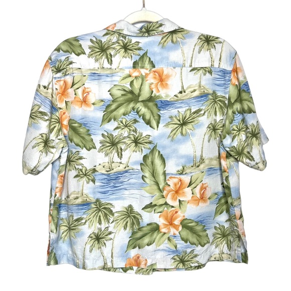 TOMMY BAHAMA 100% Silk Hawaiian Print Boxy Button Down Shirt. Size Medium - Picture 2 of 7